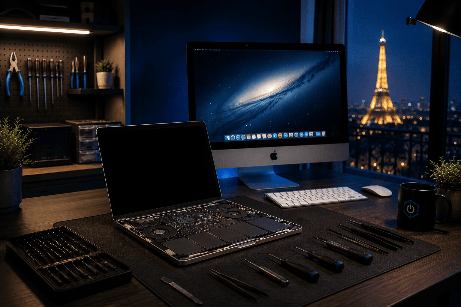 Technicien réalisant un dépannage informatique à Paris sur un ordinateur portable